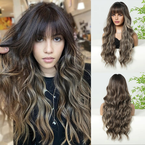DropShipping EASIHAIR Long Blonde Ombre Synthetic Wigs for Women - Wavy High Density Cosplay Wig