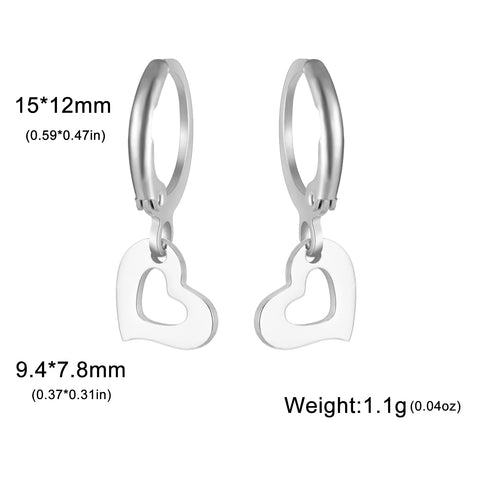 Skyrim Fashion Women Girls Stainless Steel Earrings - Heart Cross Flower Turtle Sun Pendant Hoop Earrings Jewelry Gift Wholesale