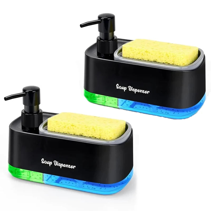 Multifunctionele zeepdispenser voor keuken en badkamer met sponshouder - ruimtebesparende organizer voor op het aanrecht