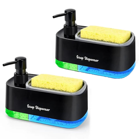 Multifunctionele zeepdispenser voor keuken en badkamer met sponshouder - ruimtebesparende organizer voor op het aanrecht