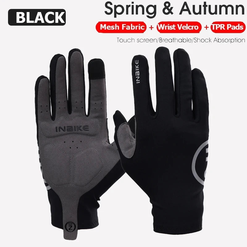 INBIKE 2024 Gel Padded Fietshandschoenen voor Heren - Herfst Winter Full Finger Touchscreen MTB Accessoires