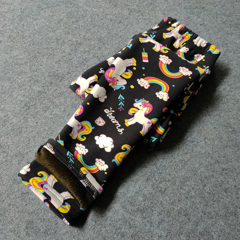 Spring Autumn Girls Fleece Leggings