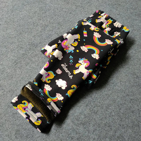 Spring Autumn Girls Fleece Leggings