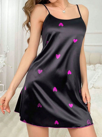 Satijnen nachthemd met bloemenprint voor dames
