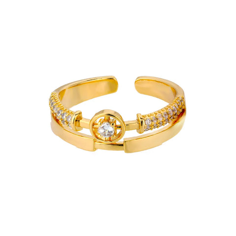 Classic Twist Chain Open Rings for Women - Zircon Stainless Steel Geometric Couple Ring