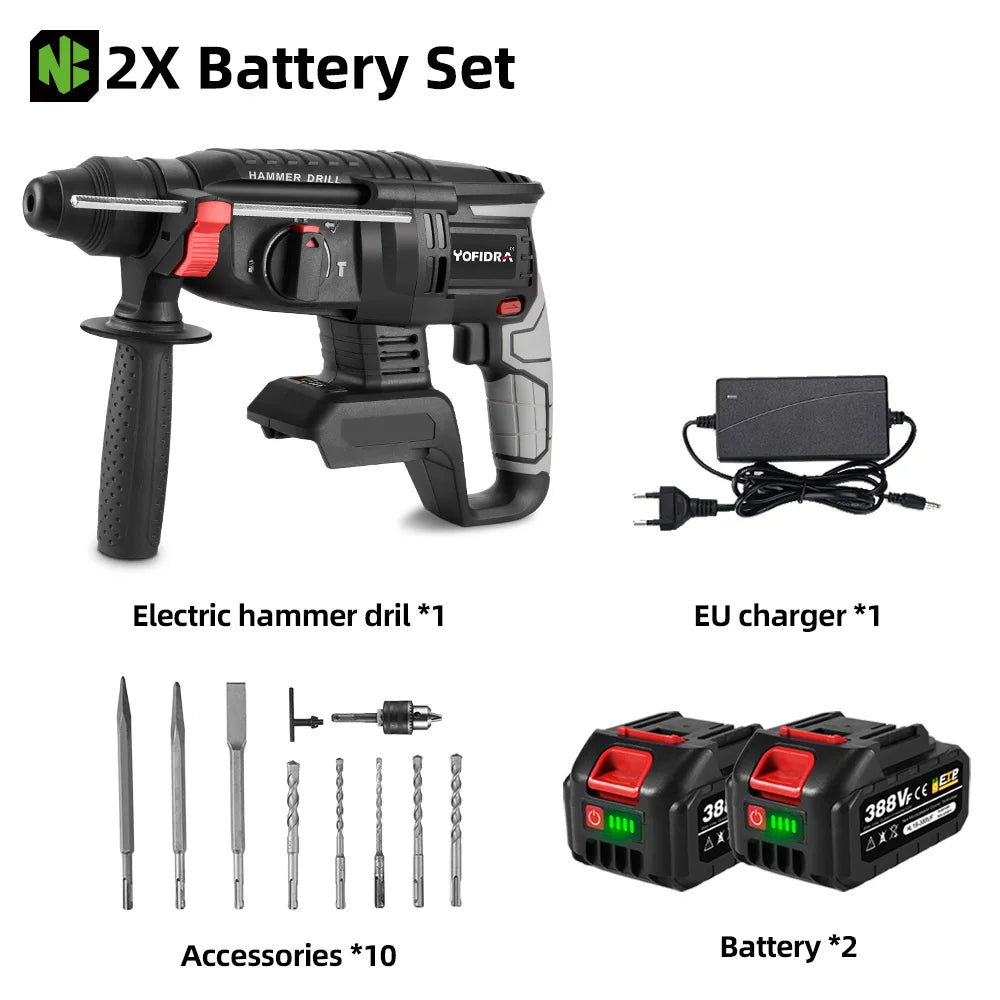 1680W 26mm Brushless Cordless Rotary Hammer – Multi-Function Impact Drill for Makita Battery Pin