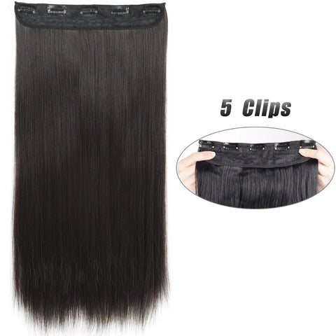 Long Wavy 5 Clip In Hair Extensions - Black Blonde Mix