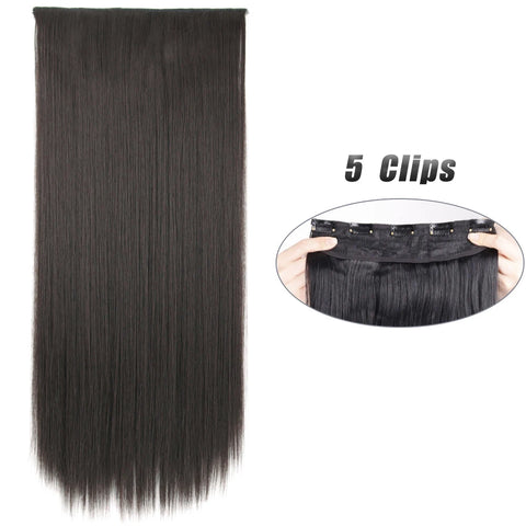 Synthetic 5 Clip In Hair Extensions 80CM - Long Straight Hairpiece