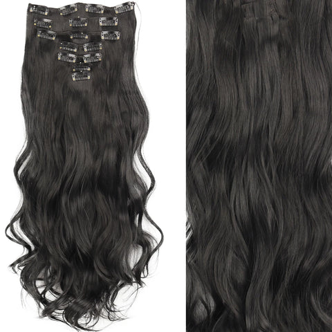 22-Inch Long Straight Wavy Hair Extensions Set