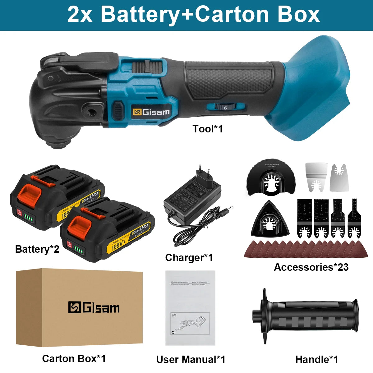 GΣ 20000OPM Cordless Quick-Release Oscillating Tool – Anti-Vibration Multi-Function Trimmer for Makita 18V Battery Pin