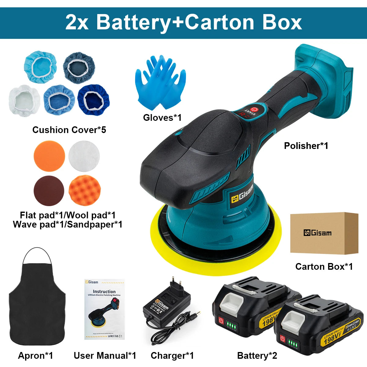G Perfil 8-Speed Cordless Car Polisher – Adjustable Electric Waxing, Grinding & Sealing Tool for Makita 18V Battery Pin