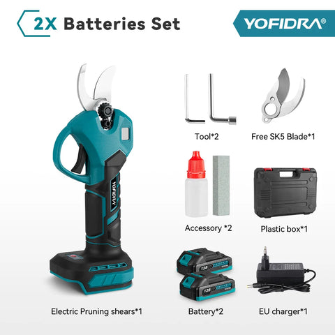 YOFIDRA 30 mm bürstenlose Akku-Elektro-Gartenschere – 2-Gang-Baum- und Obstastschere für BL1850B 18 V Akku