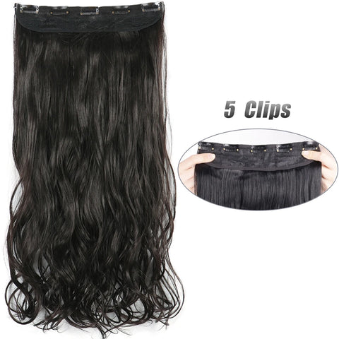 Long Wavy 5 Clip In Hair Extensions - Black Blonde Mix