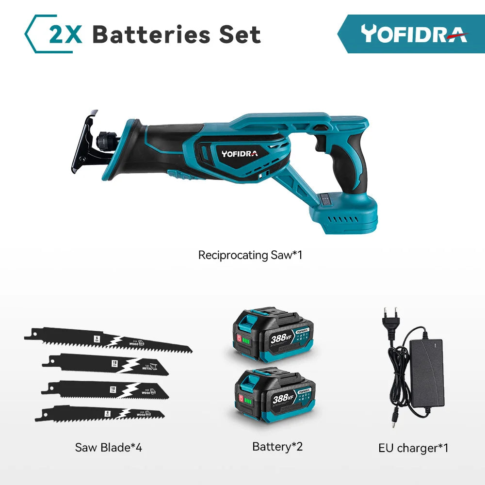 YOFIDRA 3000RPM Bürstenlose Säbelsäge Handheld Holz Metall Rohr Schneiden Elektrische Säge Kettensäge Werkzeug Für Makita Batterie Pin