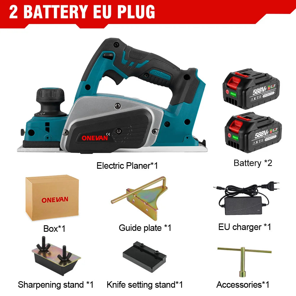 ONEVAN 82MM 30000RPM Bürstenlosen Elektrische Hobel Cordless Router Trimmer Holz Schleifen Schneiden Power Werkzeuge Für Makita Batterie pin