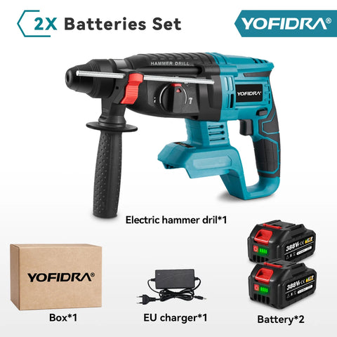 YOFIDRA 26mm borstelloze snoerloze boorhamer – Multifunctionele slagboormachine voor Makita accu-pin