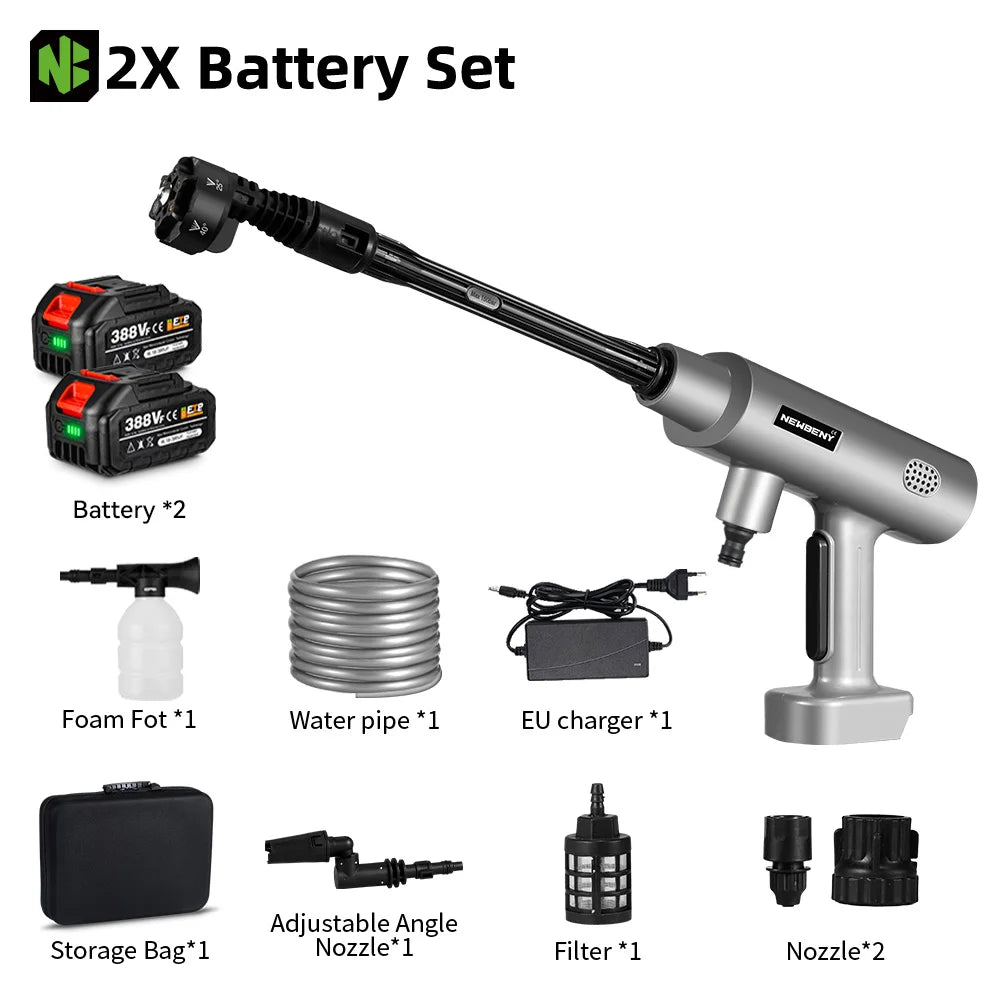 NEWBENY 3500W Brushless Cordless Pressure Washer – 6-in-1 Car Cleaning Water Gun for Makita Battery Pin