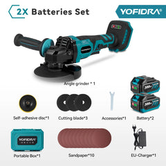 YOFIDRA 2-in-1 125mm Brushless Angle Grinder – 3-Speed Woodworking Polisher & Cutter for Makita Battery Pin