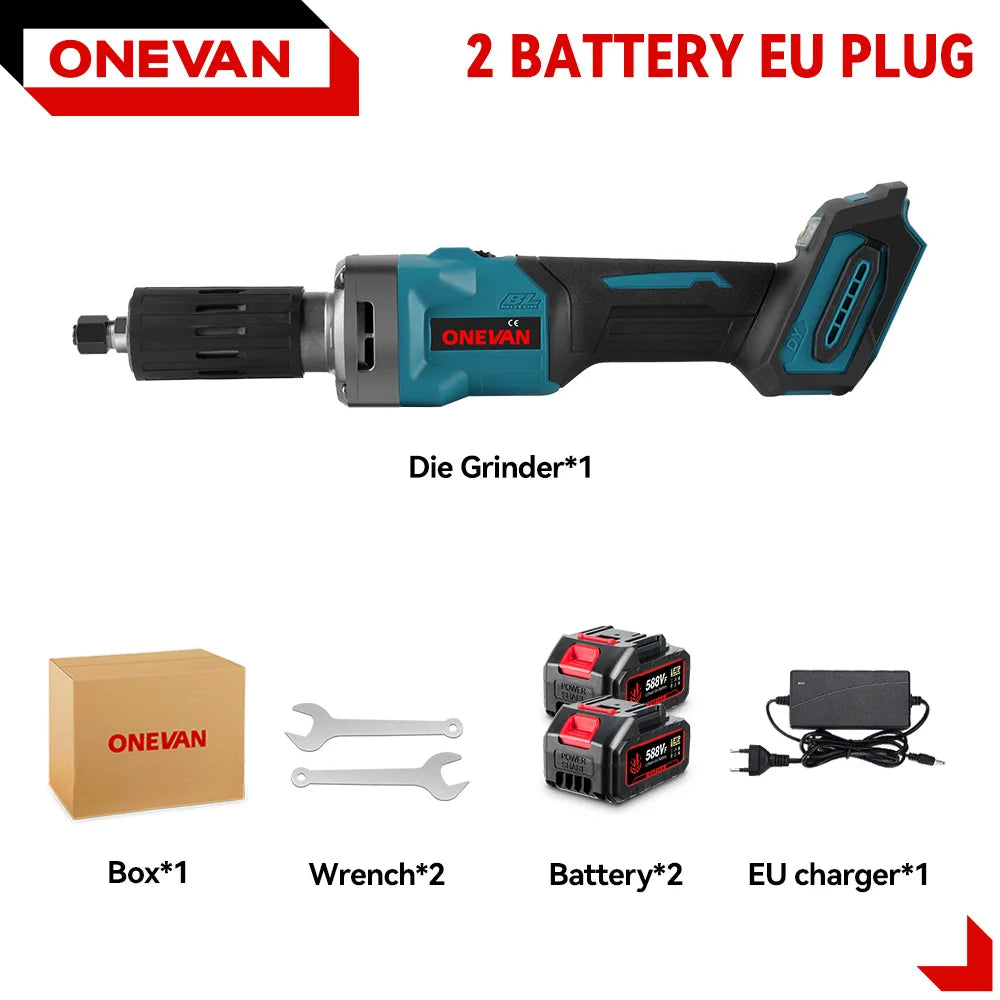 ONEVAN 2000W Brushless Cordless Die Grinder – 4-Speed Variable Handheld Rotary Tool for Makita Batteries