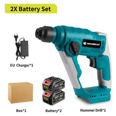 NEWBENY 2-Mode Brushless Cordless Rotary Hammer – 10mm Impact Drill for Woodworking, Compatible with Makita Battery Pin