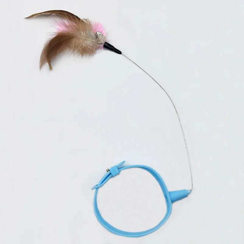 Interactive Cat Teaser Neck Collar with Feather and Bell