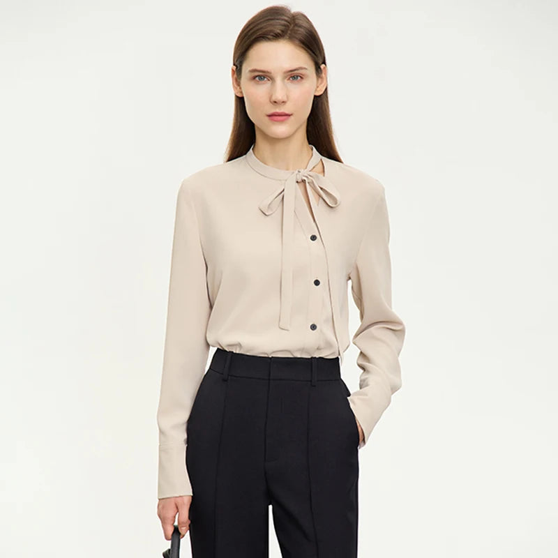 AMII Minimalism Chiffon Women Blouse 2024