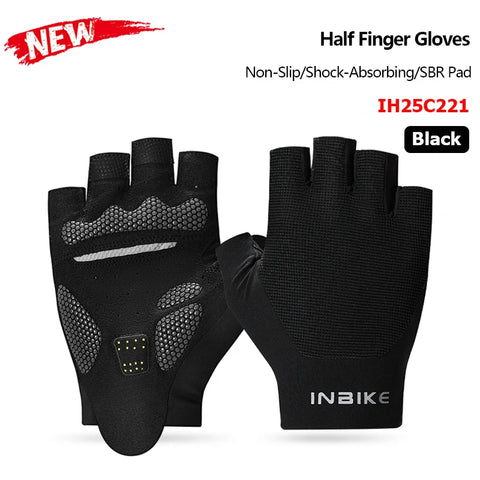 INBIKE Halfvinger fietshandschoenen – Ademende zomer MTB-handschoenen met schokabsorptie