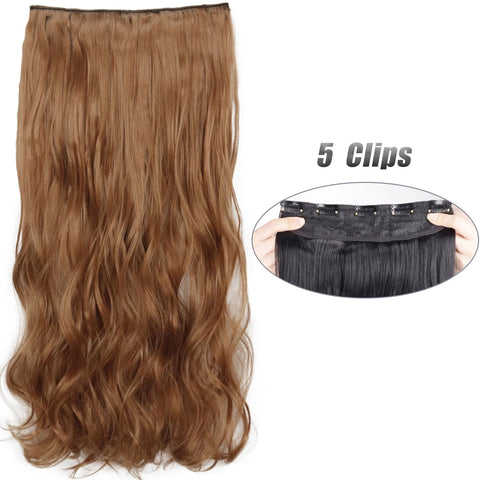 Long Wavy 5 Clip In Hair Extensions - Black Blonde Mix