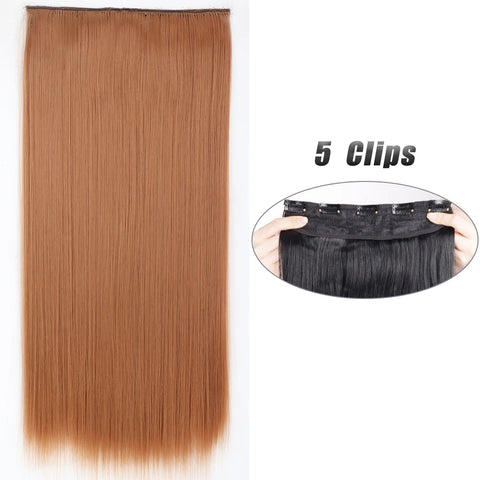 Synthetic 5 Clip In Hair Extensions 80CM - Long Straight Hairpiece