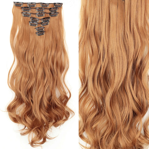 22-Inch Long Straight Wavy Hair Extensions Set