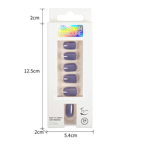 Short Full Press on Nails Set - 24 Pcs