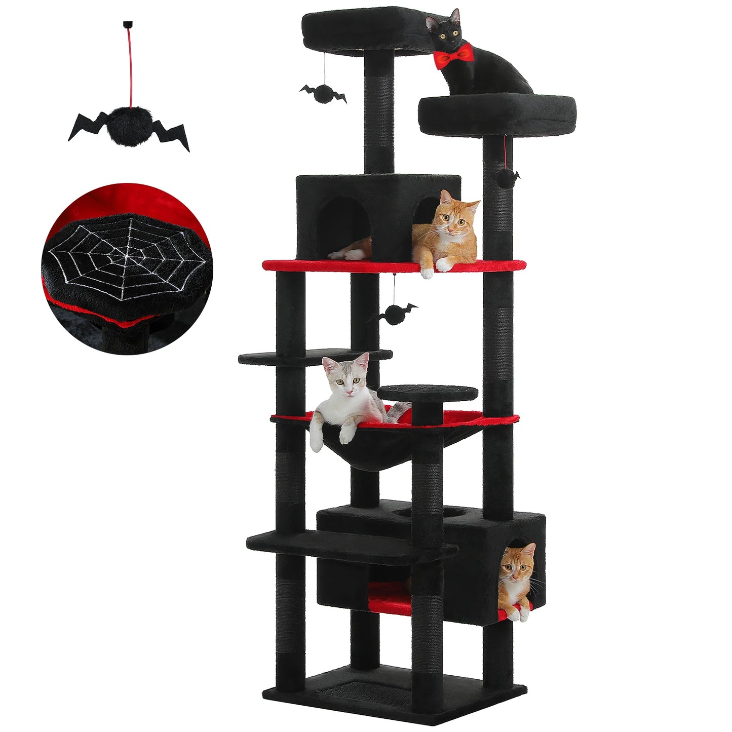 Large Cat Tree and Tower for Indoor Cats – Spacious Hammock, Padded Perches, and Sisal-Covered Scratching Posts