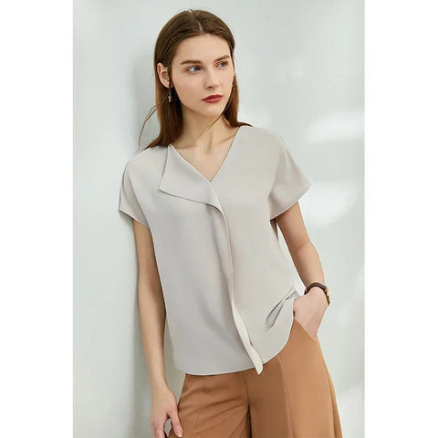 AMII Minimalism Chiffon Shirts & Blouses