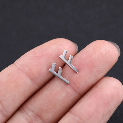 Skyrim Nordic Runes Letter Earring Amulet - Stainless Steel Stud Jewelry for Women and Girls