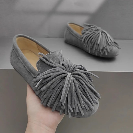 AIYUQI Women's Flat Shoes Genuine Leather 2025 New Tassel Women's Loafers Large Size Ballet Mary Jane Shoes For Women