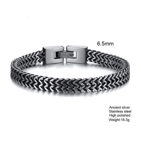 Stylish Stainless Steel Bali Foxtail Chain Bracelet for Men - Double Franco Link Chain Bracelet