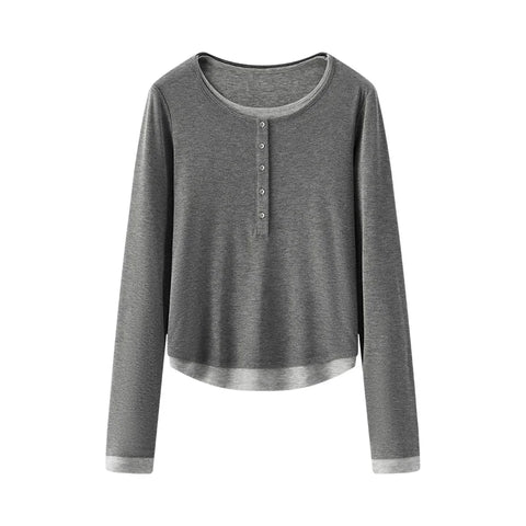 Semir T-shirt met lange mouwen voor dames - Stijlvol contrastontwerp 