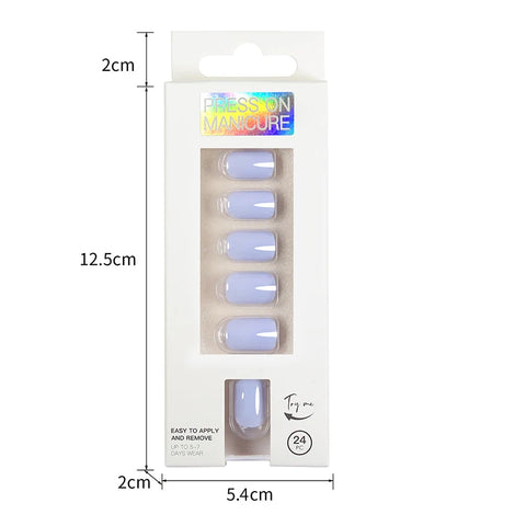 Short Full Press on Nails Set - 24 Pcs