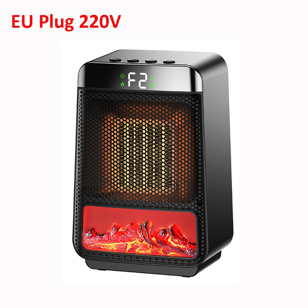 Portable 1000W Space Heater with 3D Flame – Ideal for Home and Office