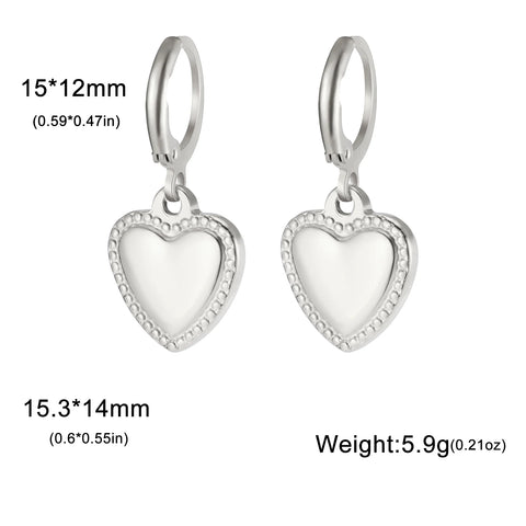 Skyrim Gold Color Stainless Steel Women's Heart Starfish Sun Pendant Hoop Earrings - Fashion Jewelry Gift