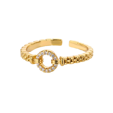 Classic Twist Chain Open Rings for Women - Zircon Stainless Steel Geometric Couple Ring