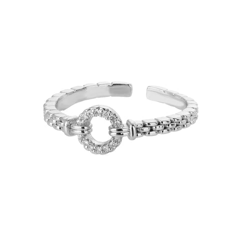 Classic Twist Chain Open Rings for Women - Zircon Stainless Steel Geometric Couple Ring