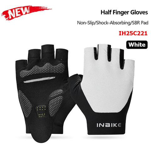 INBIKE Halfvinger fietshandschoenen – Ademende zomer MTB-handschoenen met schokabsorptie