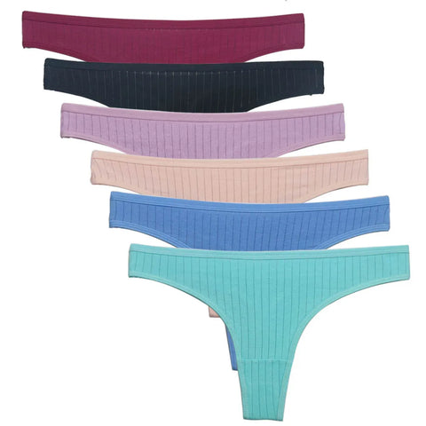5 PCS/Set Women Cotton Thongs Panties - Sexy Low Waist G-String Ladies Brazilian Lingerie