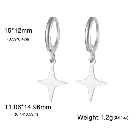 Skyrim Moon Star Drop Earrings – Gold Stainless Steel Hoop Earrings for Women and Girls