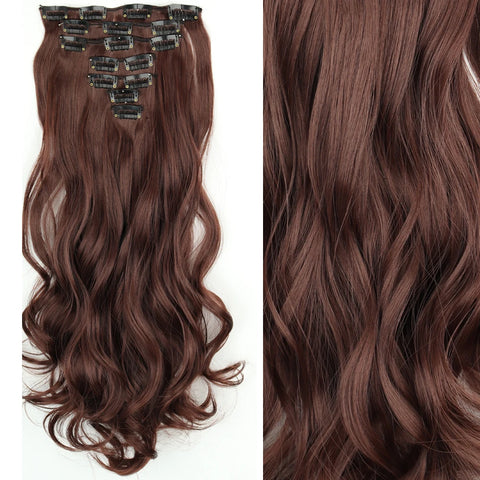 22-Inch Long Straight Wavy Hair Extensions Set