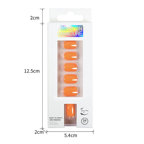 Short Full Press on Nails Set - 24 Pcs