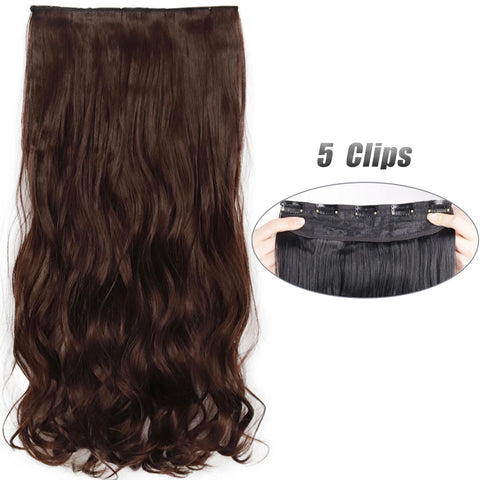 Long Wavy 5 Clip In Hair Extensions - Black Blonde Mix
