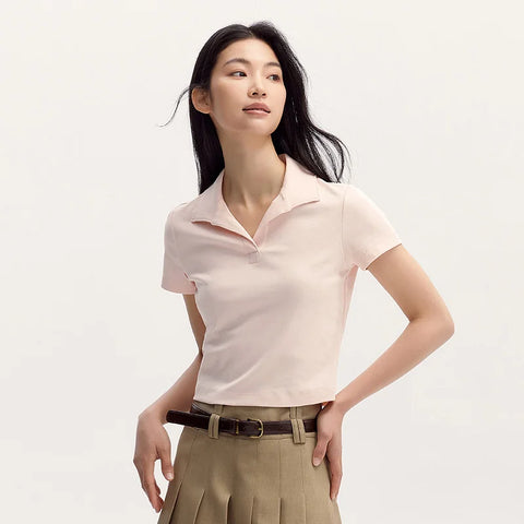 Senma Dames 2024 Zomer Slim Gebreid Poloshirt 
