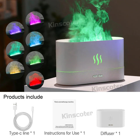 KINSCOTER Aroma Diffuser Air Humidifier - Ultrasonic Cool Mist Maker with LED Flame Lamp